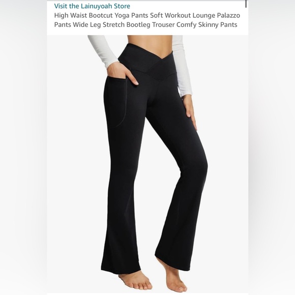 Lainuyoah Boot Cut Cotton Yoga Pants Size Large - Picture 2 of 7
